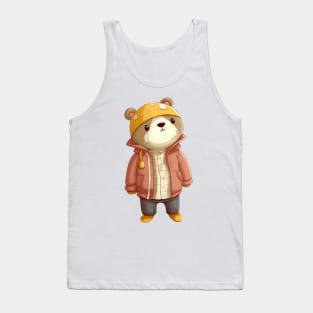 A cute teddy bear wearing street fashion Tank Top